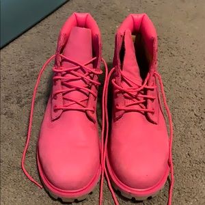 Pink timberland boots